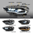 VLAND LED Projector Headlights For Ford Mustang 2018-2023 Aftermarket Front Lamps