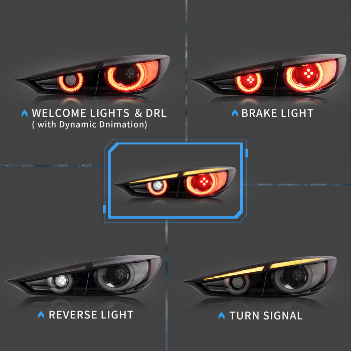 Feux arrière LED VLAND pour Mazda 3 berline 2014-2018 avec clignotant séquentiel