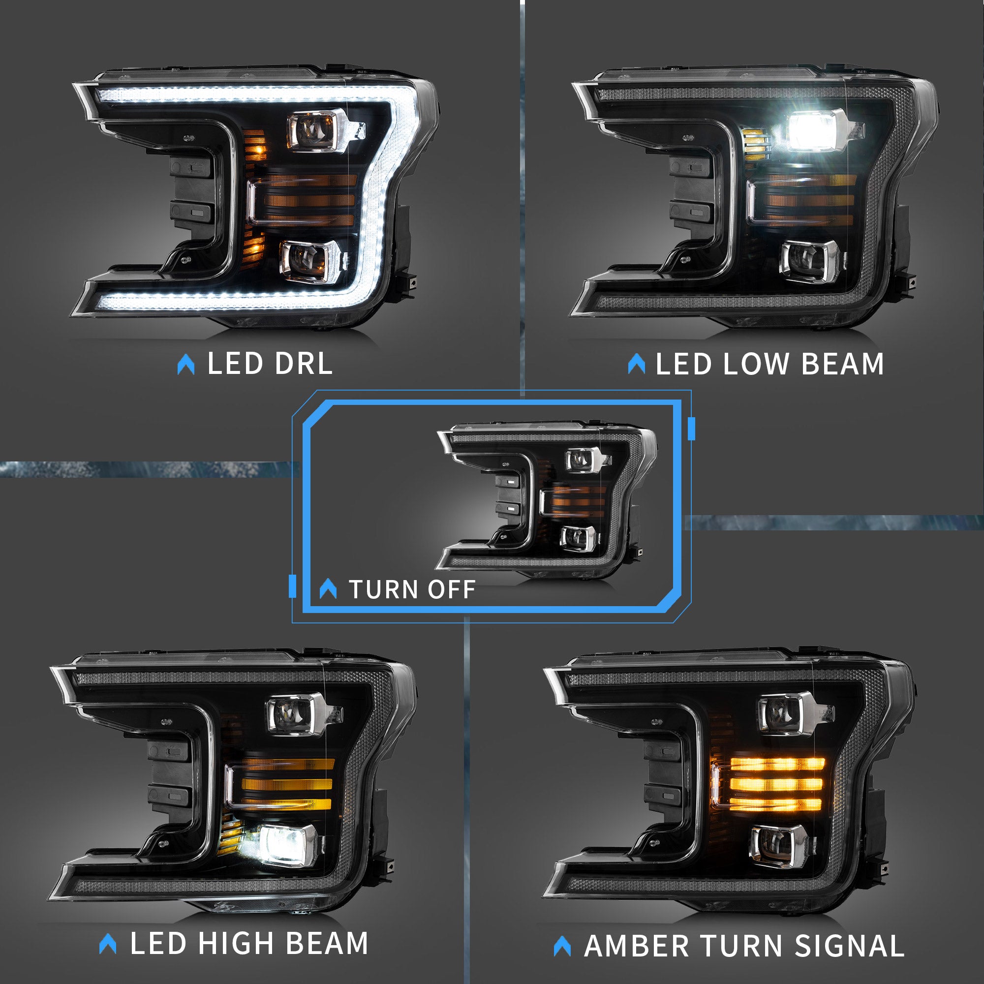 <<<t49>18>0>LAND  LED  HeadlighTs  For 2018-2020 Ford  F150 FronT lighTs  Assembly