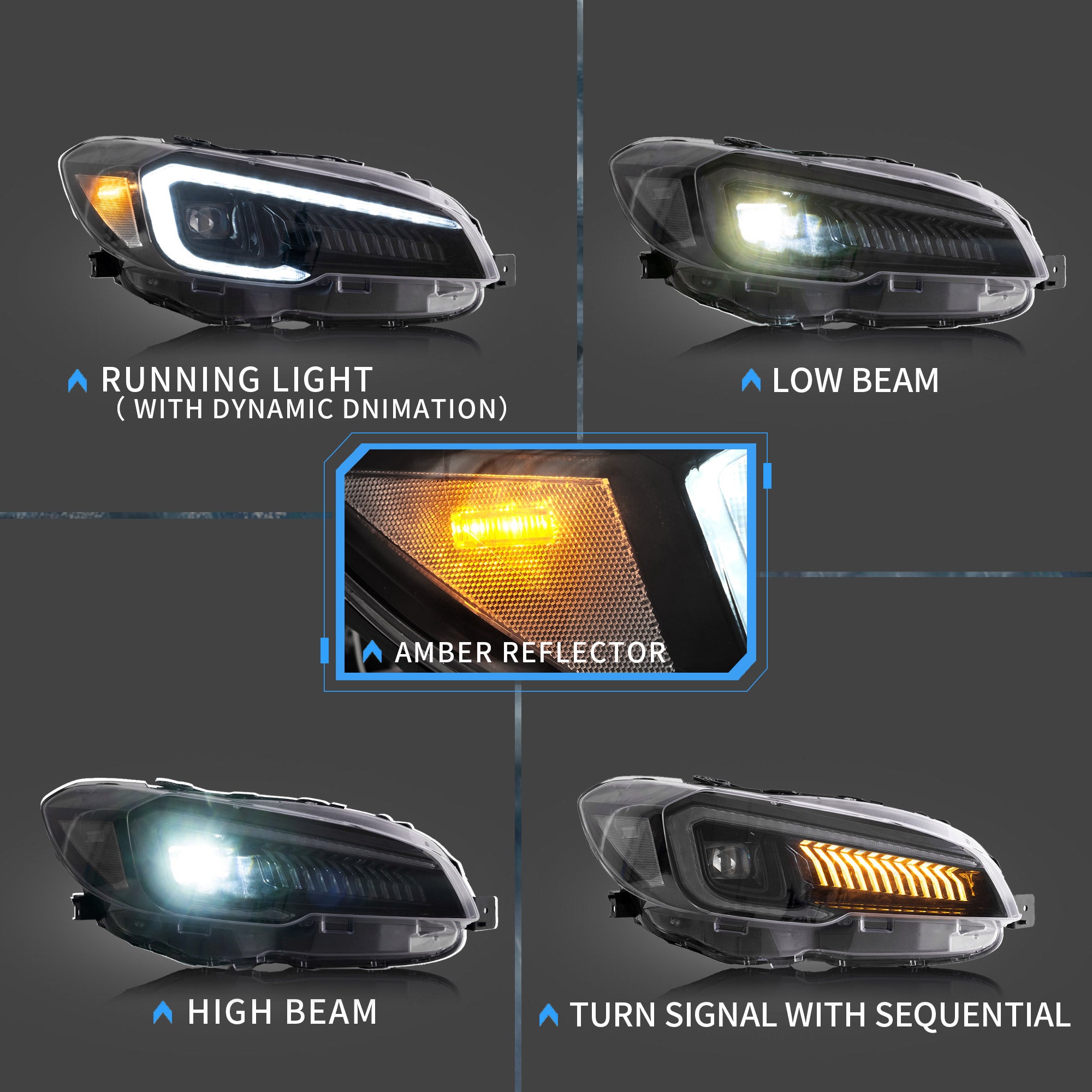 VLAND LED Projector Headlights For 2015-2021 Subaru WRX