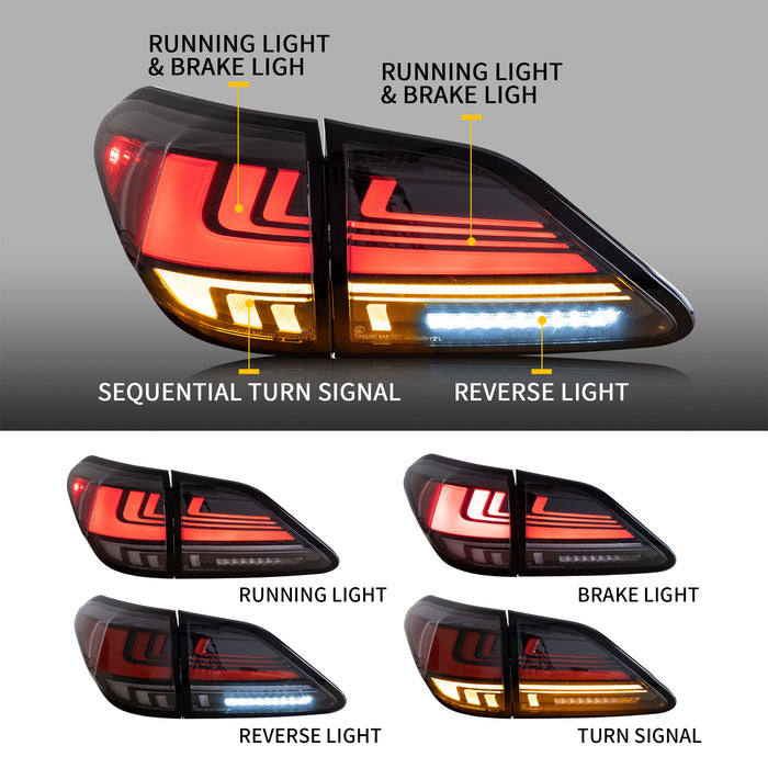 vland led tail lights for Lexus RX 350 400h 450h 450hL 2009-2015 3rd gen aftermarket rear lights