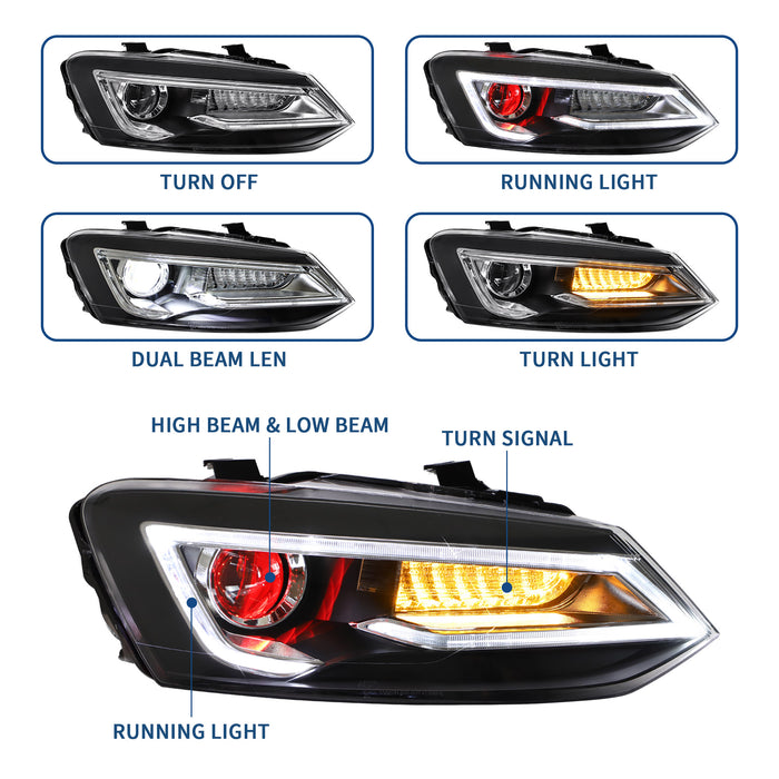 VLAND LED Headlights For Volkswagen Polo MK5 2009-2017