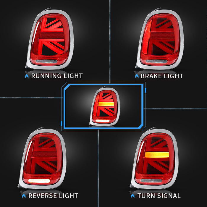 VLAND LED Taillights For 2014-2019 Mini Cooper Hatch F55 F56 F57 Chrome Trim