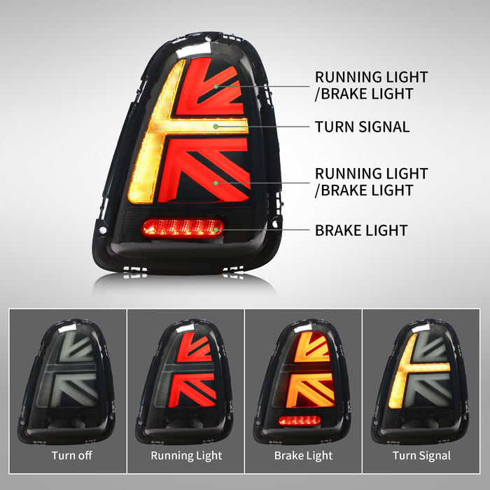VLAND LED-Rückleuchten kompatibel mit Mini Cooper [Mini Hatch] R56 R57 R58 R59 2007–2013 Rückleuchten