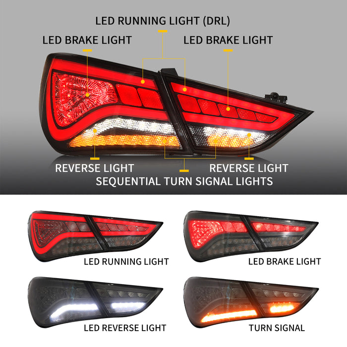 VLAND LED Taillights Fit For Hyundai Sonata 2011-2014 Aftermarket Rear lights Assembly