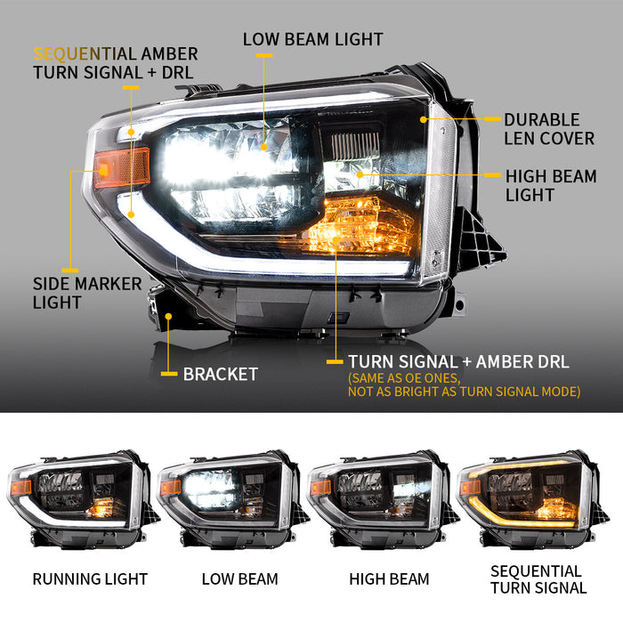 Phares LED VLAND pour feux avant Toyota Tundra 2014-2020
