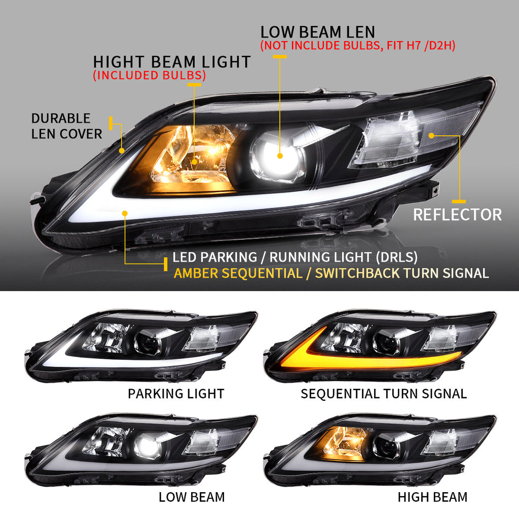 <<<t39>18>0>LAND  LED  HeadlighTs  For 2010 2011 ToyoTa  Camry  U.S. EdiTion