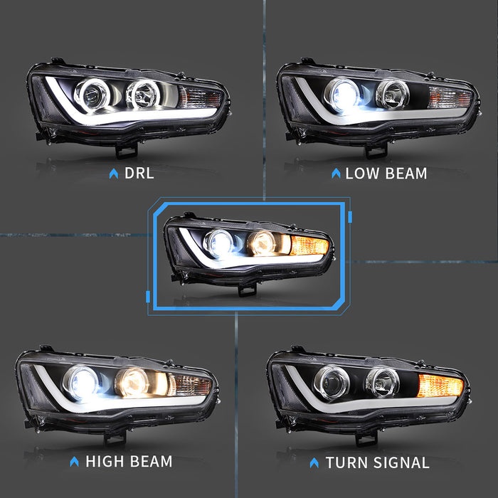 VLAND ヘッドライト 2008-2017 三菱ランサー LED DRL 付き