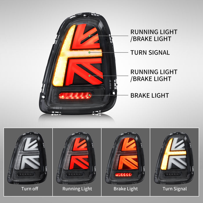 VLAND LED Union Jack feux arrière pour Mini Cooper [Mini trappe] R56 R57 R58 R59 2007-2013 avec indicateurs séquentiels feux arrière