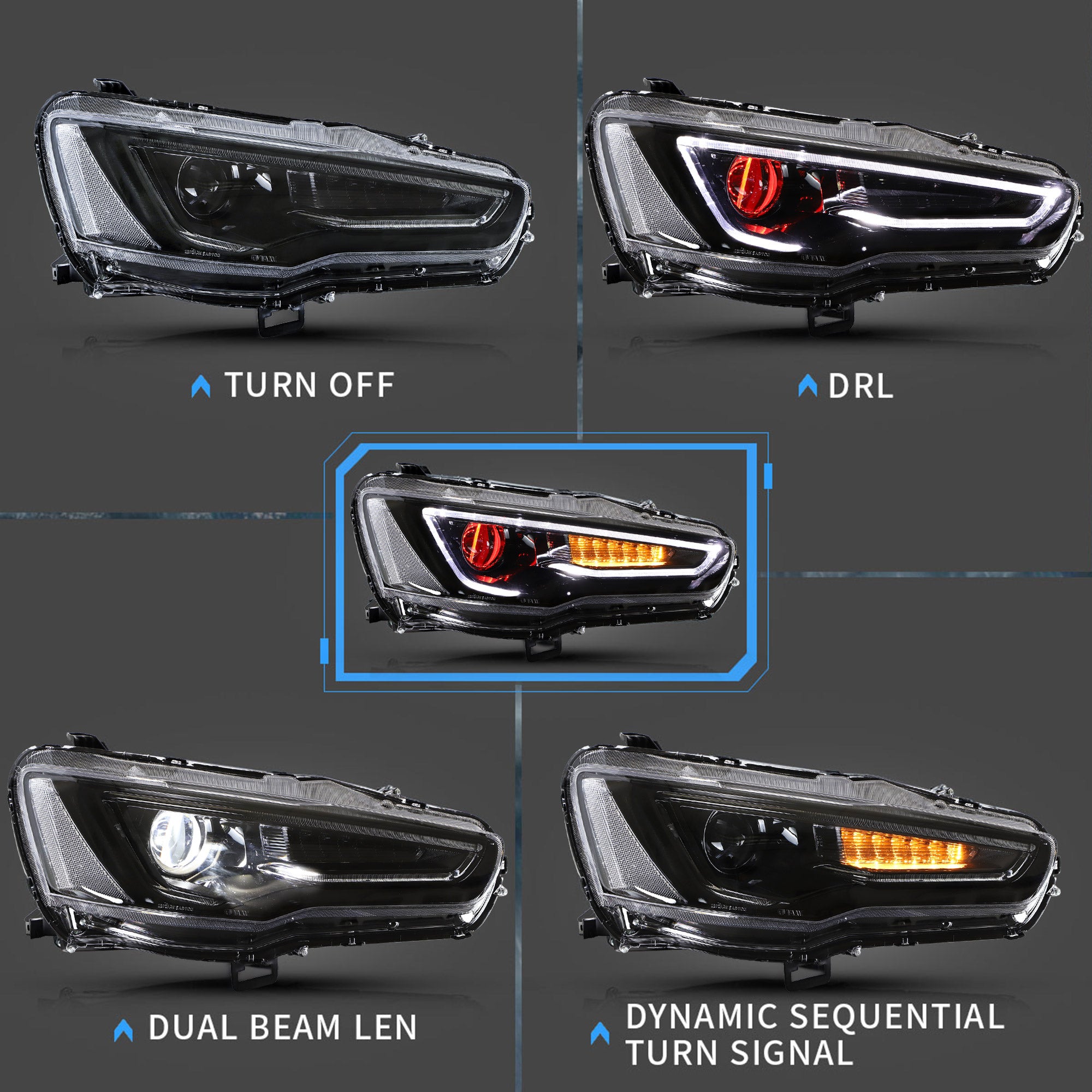 VLAND LED Headlights For 2008-2017 Mitsubishi Lancer /EVO X