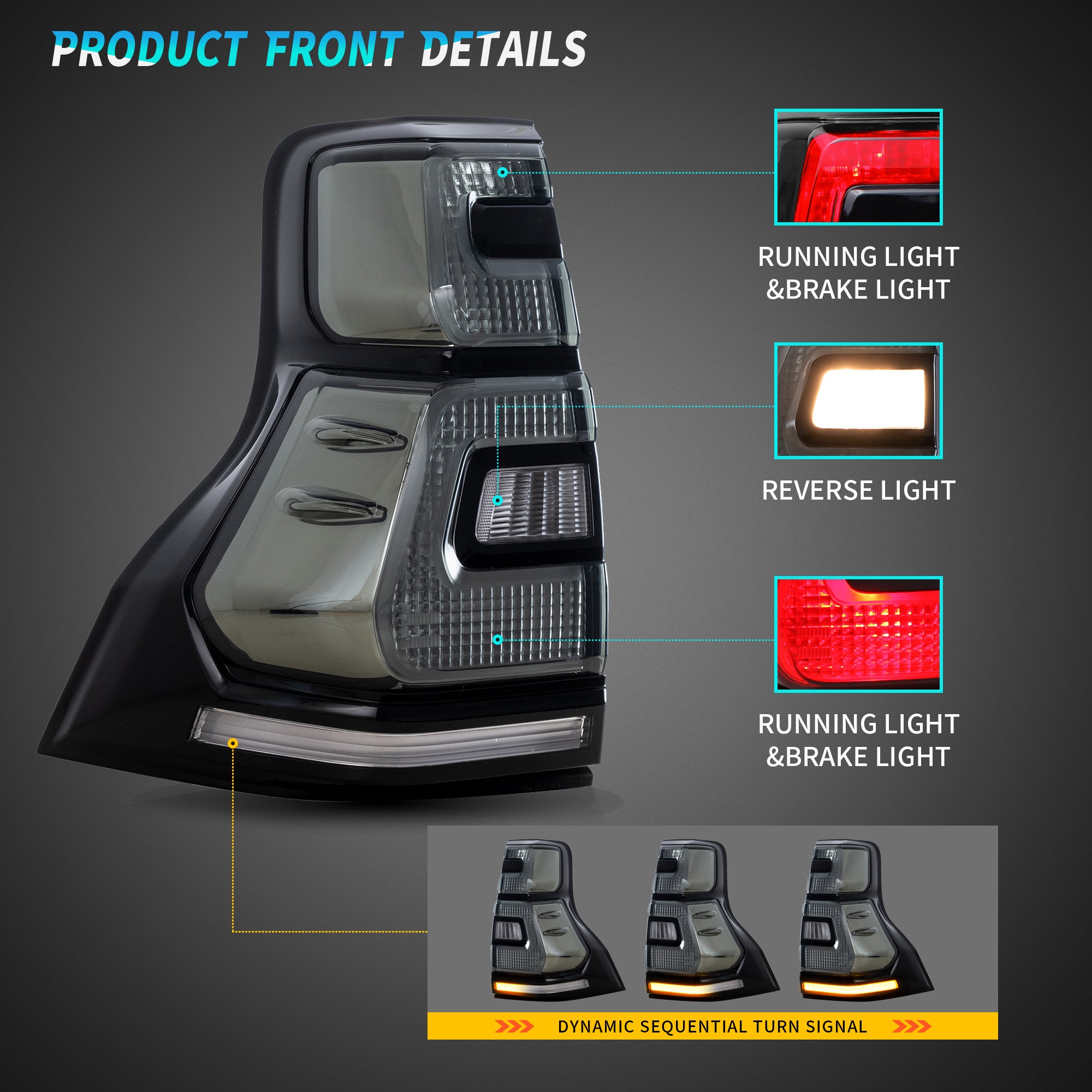 VLAND LED Taillights For 2010-2016 Toyota Land Cruiser Prado & 2010-2022 Lexus GX460