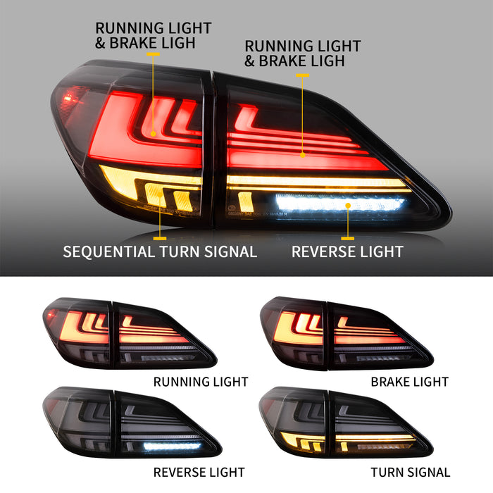 VLAND LED Rear Tail Lights For 2009-2014 Lexus RX 350 400h 450h 450hL