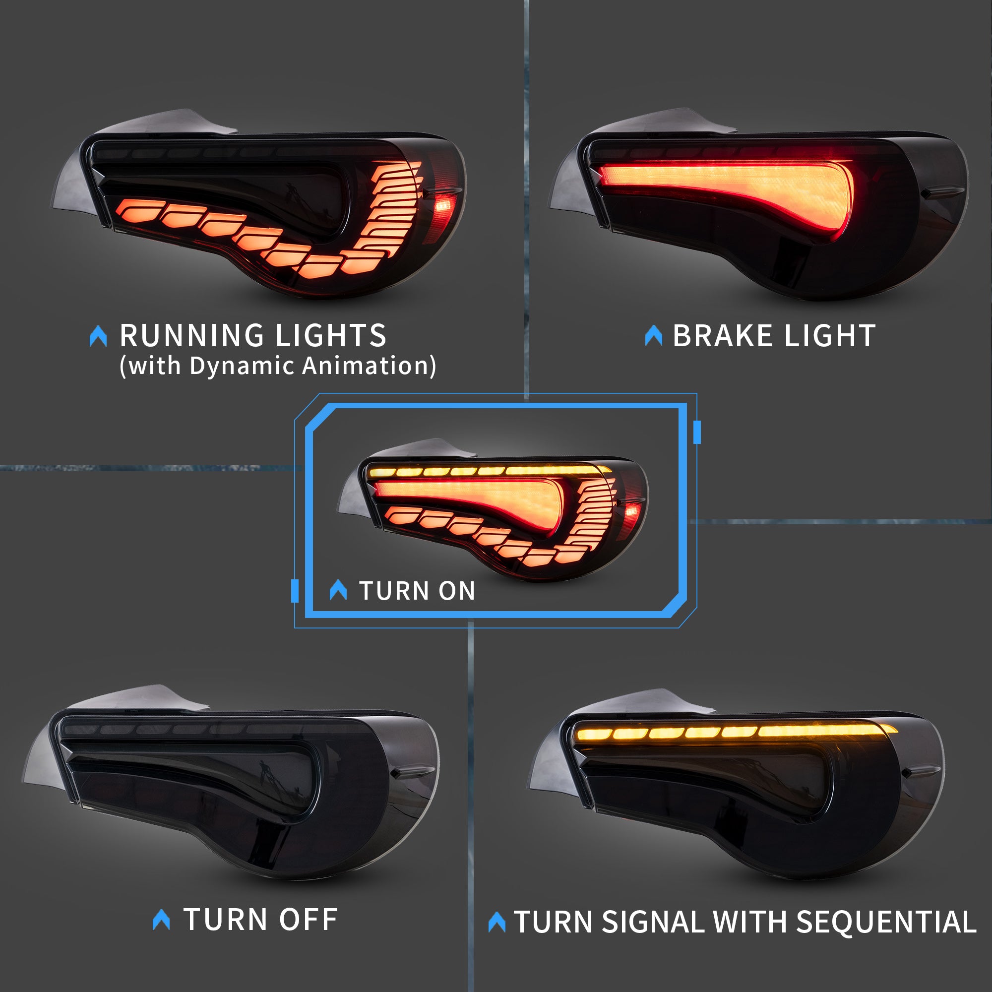 VLAND LED Taillights For 2012-2020 Toyota 86 GT86, Subaru BRZ, Scion FRS