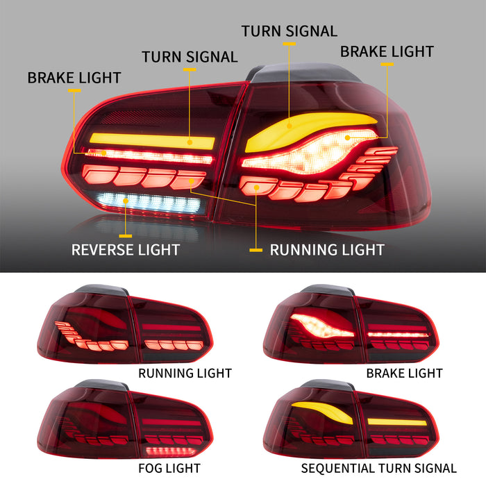 Luces traseras VLAND OLED para Volkswagen Golf 6 MK6 2009-2014 con secuencial