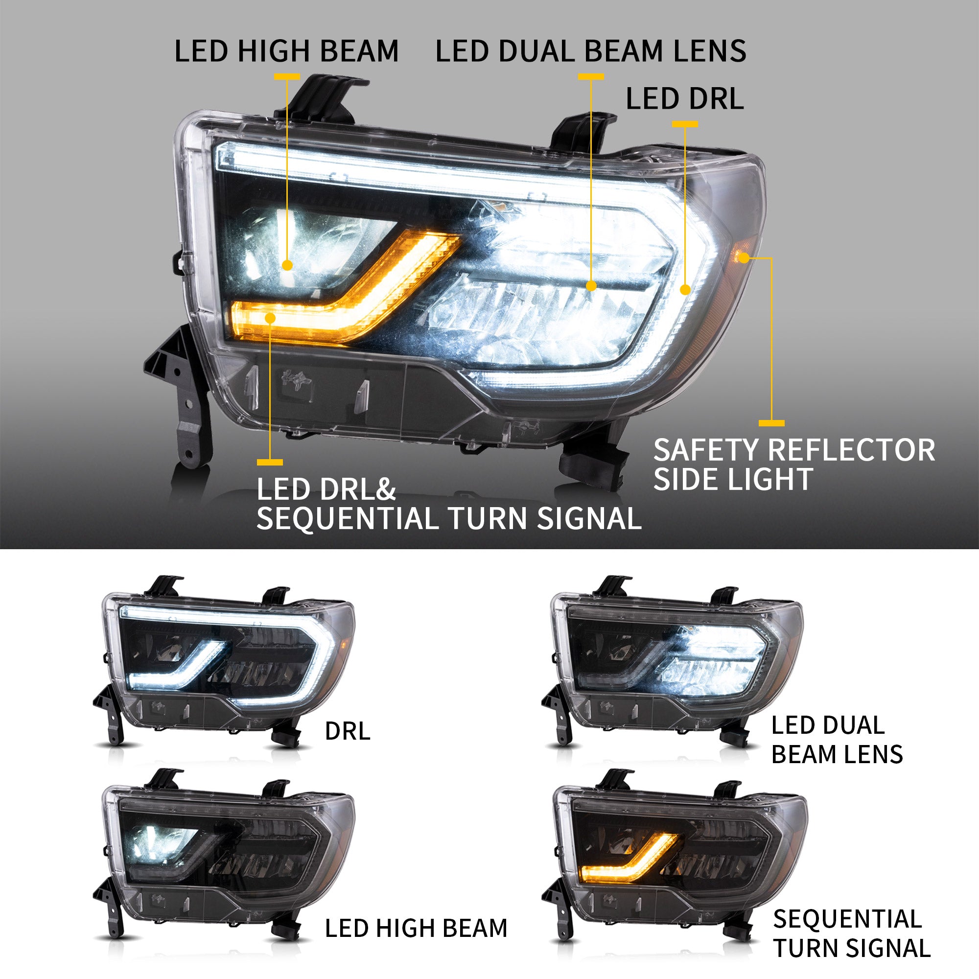 VLAND LED ヘッドライト 2007-2013 トヨタ タンドラ & 2008-2022