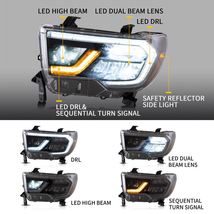 Faros delanteros LED VLAND para [Toyota Tundra 2007-2013] y [Toyota Sequoia 2008-2020]