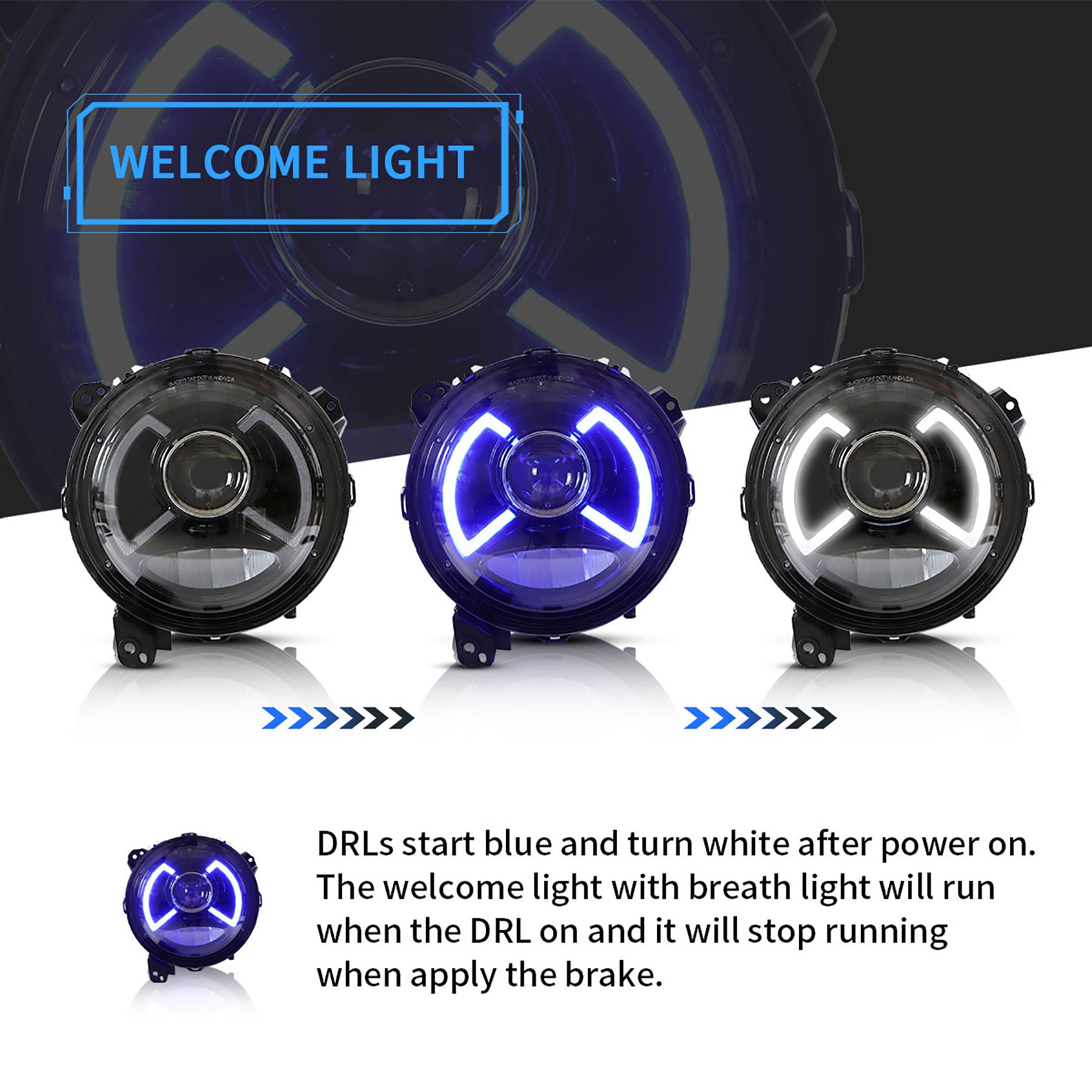 VLAND LED Headlights 9 inches For 2018-2022 Jeep Wrangler JL Gladiator JT