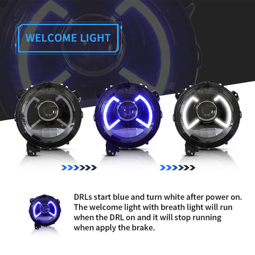 VLAND LED Headlights 9 inches For 2018-2022 Jeep Wrangler JL Gladiator JT