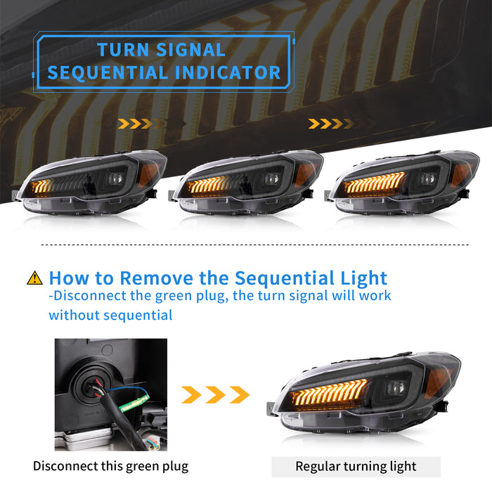VLAND Dual Beam Projector LED Headlights For Subaru WRX 2015-2021