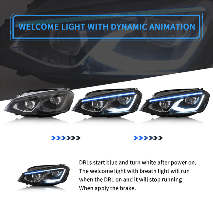 VLAND Feux avant LED pour les modèles de phares halogènes Volkswagen Golf MK7 2015-2017 (l'Europe est 2013-2016)