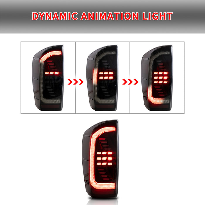 Fanali posteriori a LED VLAND per Toyota Tacoma 2016-2023 con indicatori di direzione rossi sequenziali