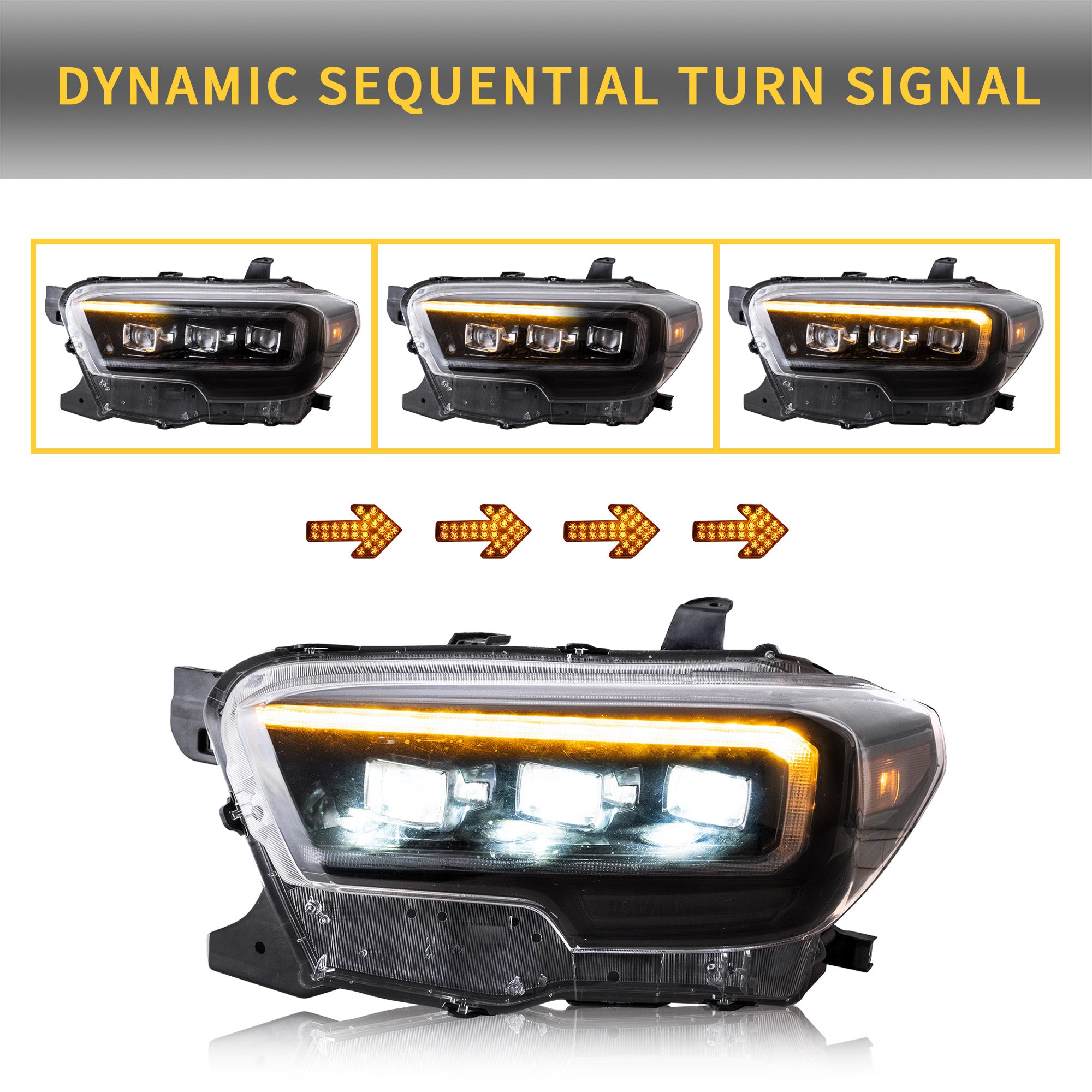 VLAND LED Projector Headlights For 2016-2023 Toyota Tacoma