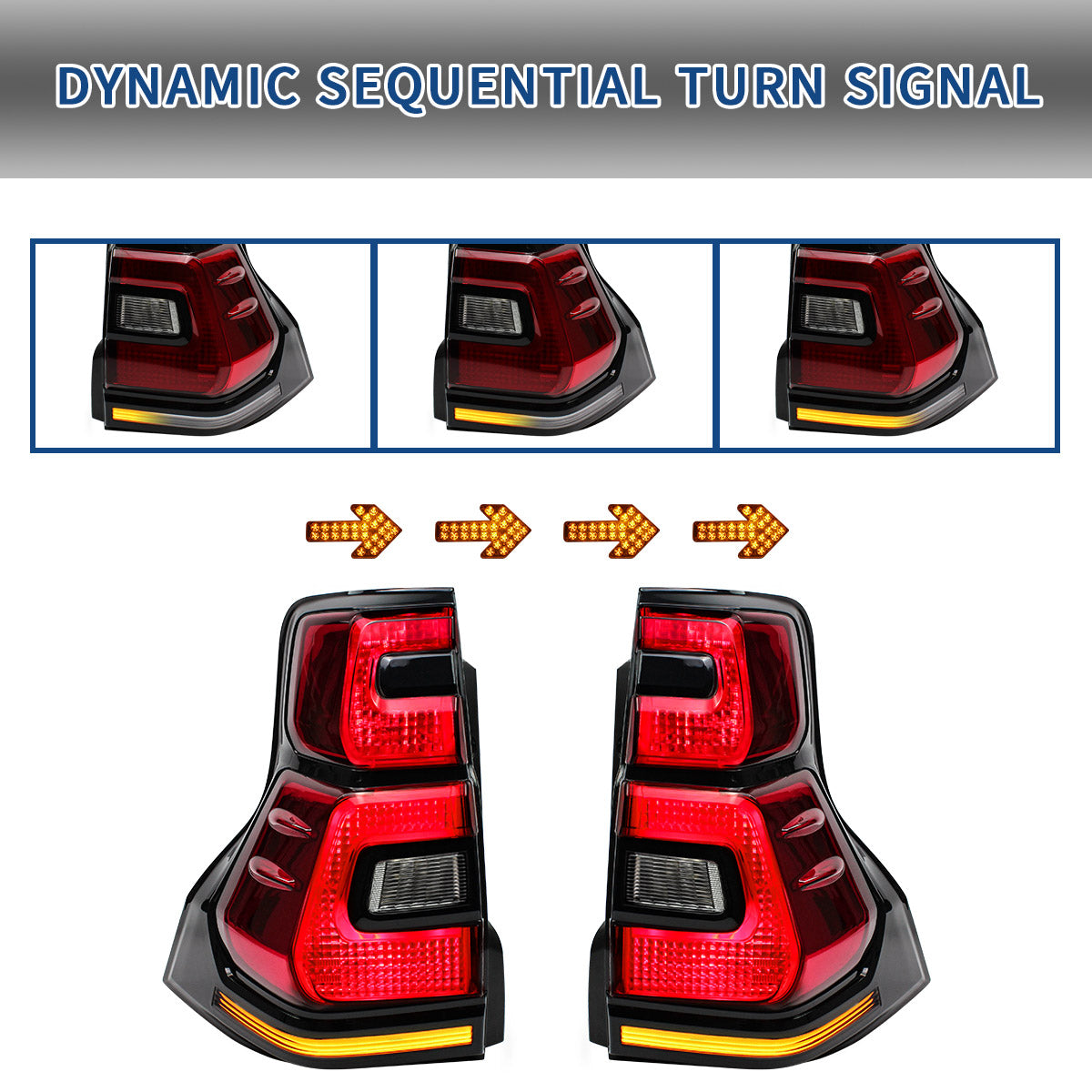 VLAND LED Taillights For 2010-2022 Lexus GX460 And 2010-2016 Toyota Land Cruiser Prado