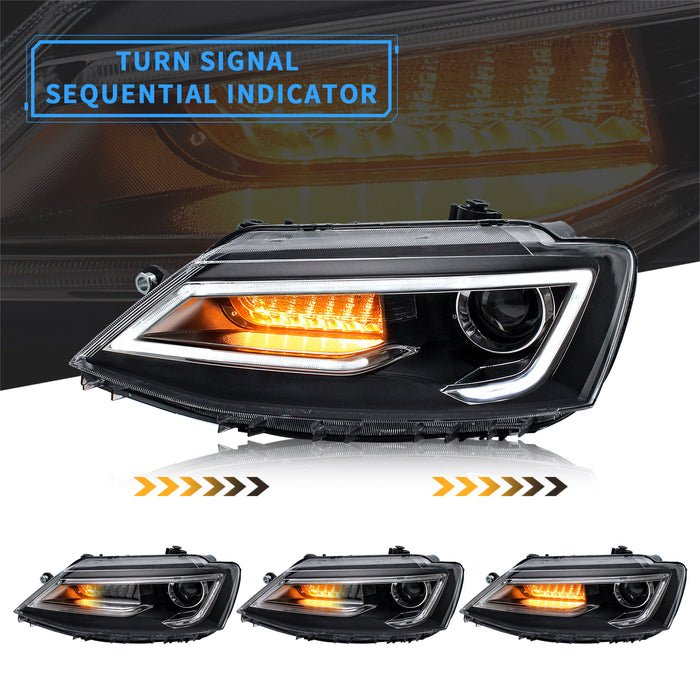 VLAND LED Headlights For Volkswagen Jetta MK6 2011-2018 with Sequential Aftermarket Front Lights