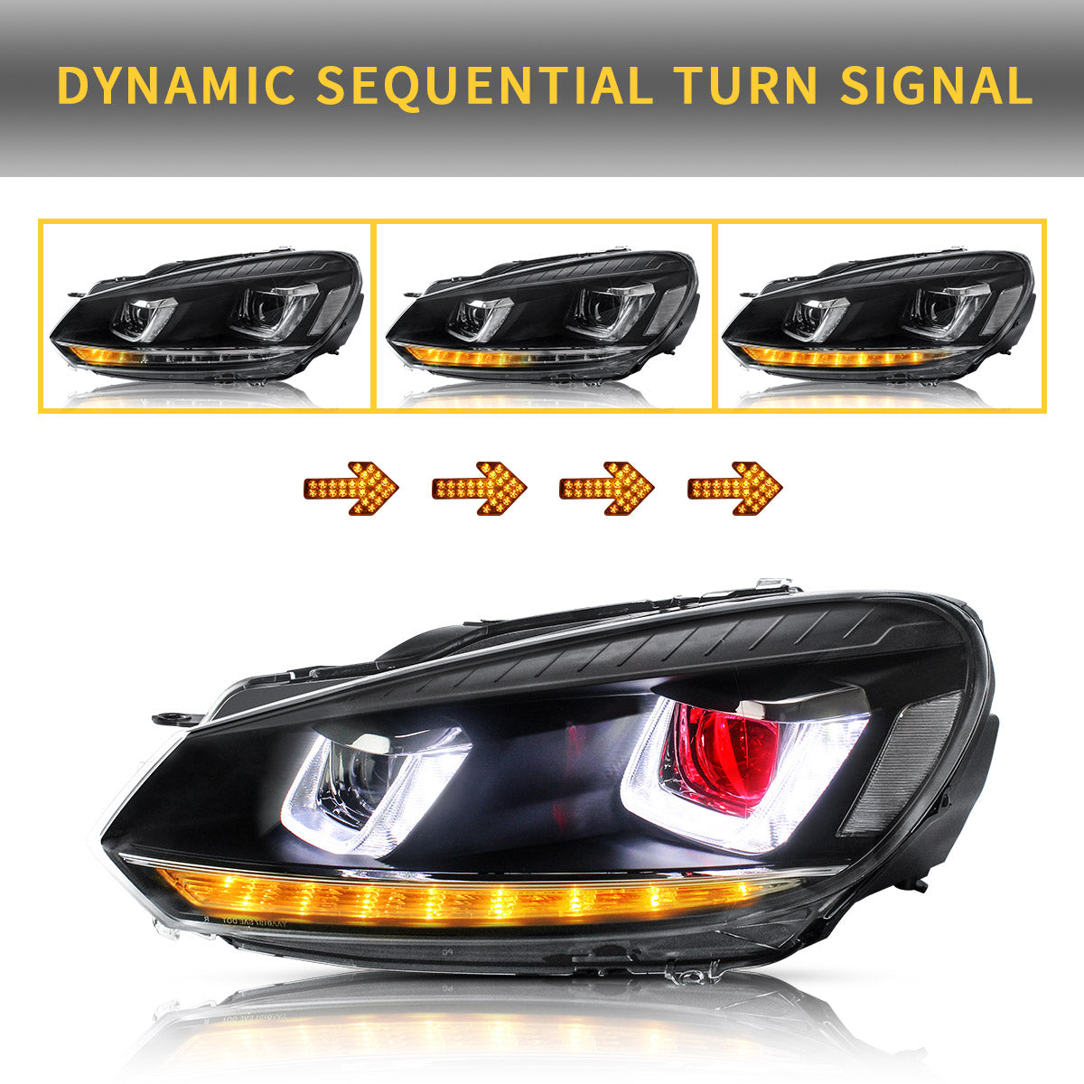 VLAND LED Headlights For 2009-2014 Volkswagen Golf Mk6 Halogen Models
