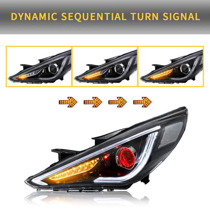 VLAND LED Headlights For Hyundai Sonata 2011 2012 2013 2014 Front Lights Except Hybrid Model