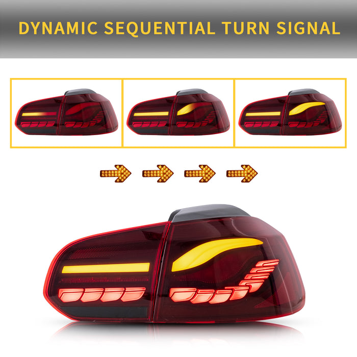 VLAND OLED Tail lights For Volkswagen Golf 6 MK6 2009-2014 With Sequential