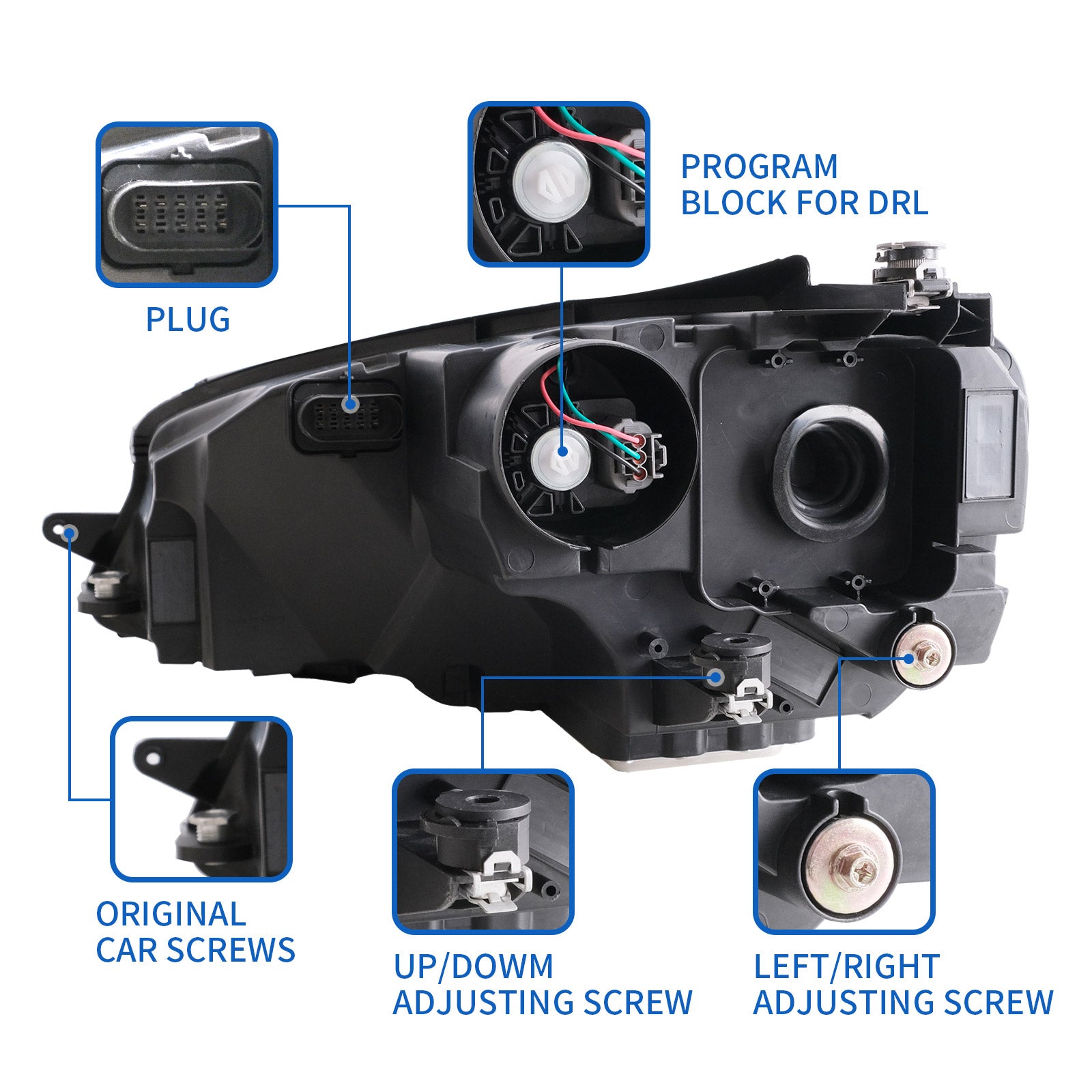 VLAND LED Headlights For 2015-2017 Volkswagen Golf MK7 Halogen Model