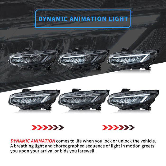 VLAND LED-Scheinwerfer für Honda Civic 2016–2021 Limousine, Schrägheck, Coupe, Frontleuchten