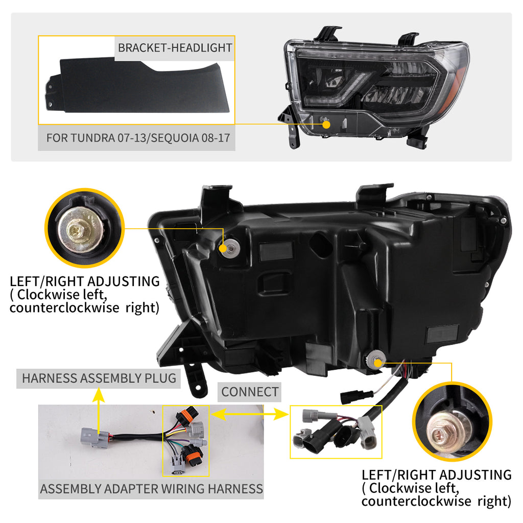 VLAND LED Headlights For 2007-2013 Toyota Tundra & 2008-2022 Toyota Sequoia