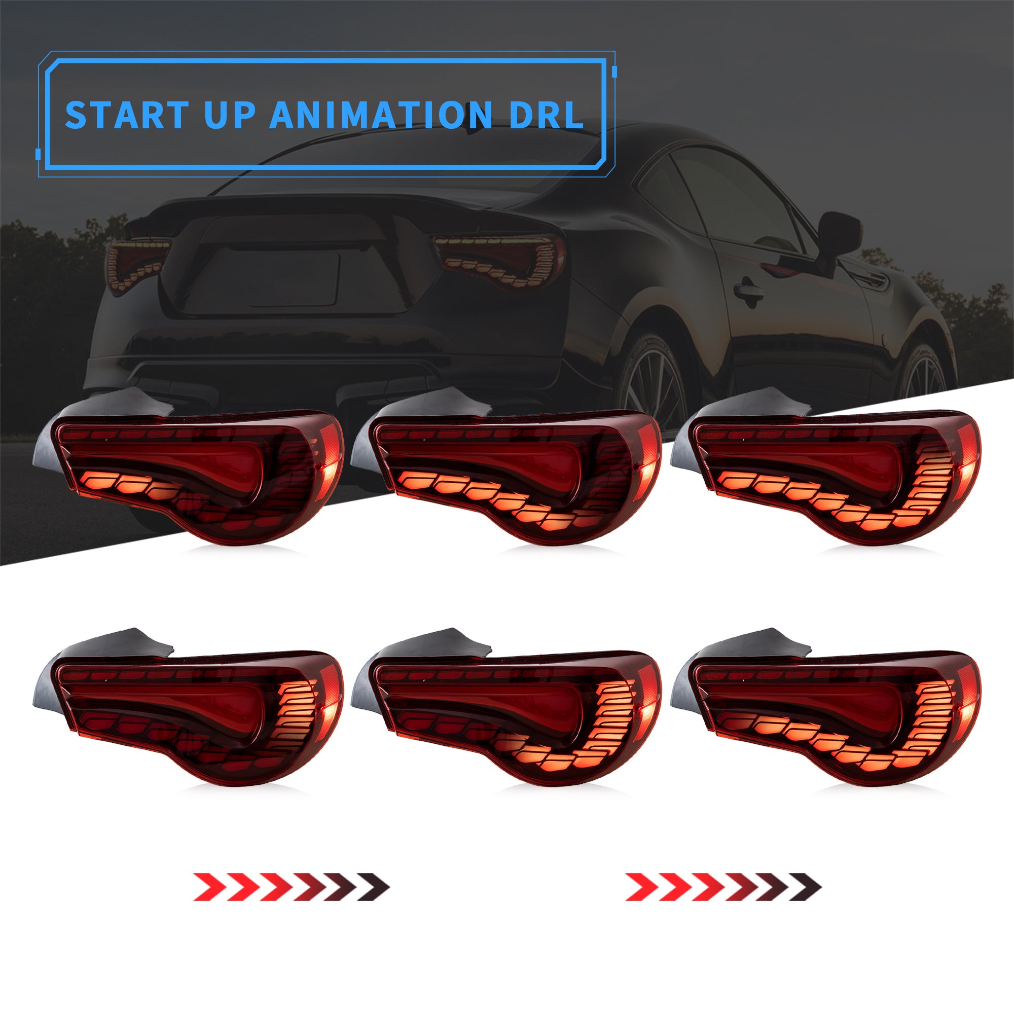 VLAND LED Tail Lights For 2012-2020 Toyota 86 GT86 & Subaru BRZ & Scion FRS Aftermarket Rear Lamps