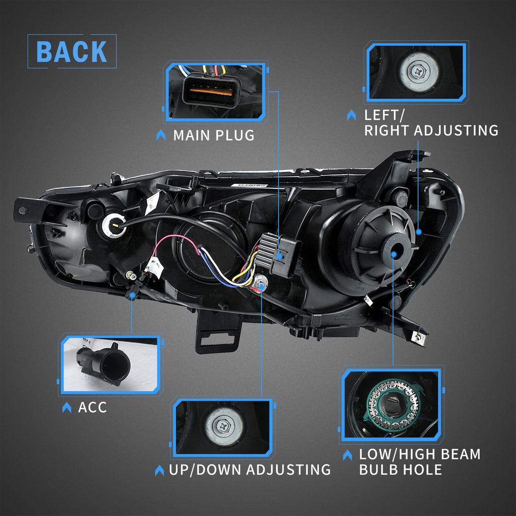 <<t18>0>LAND  LED  HeadlighTs  For 2008-2017 MiTsubishi  Lancer /evo  x