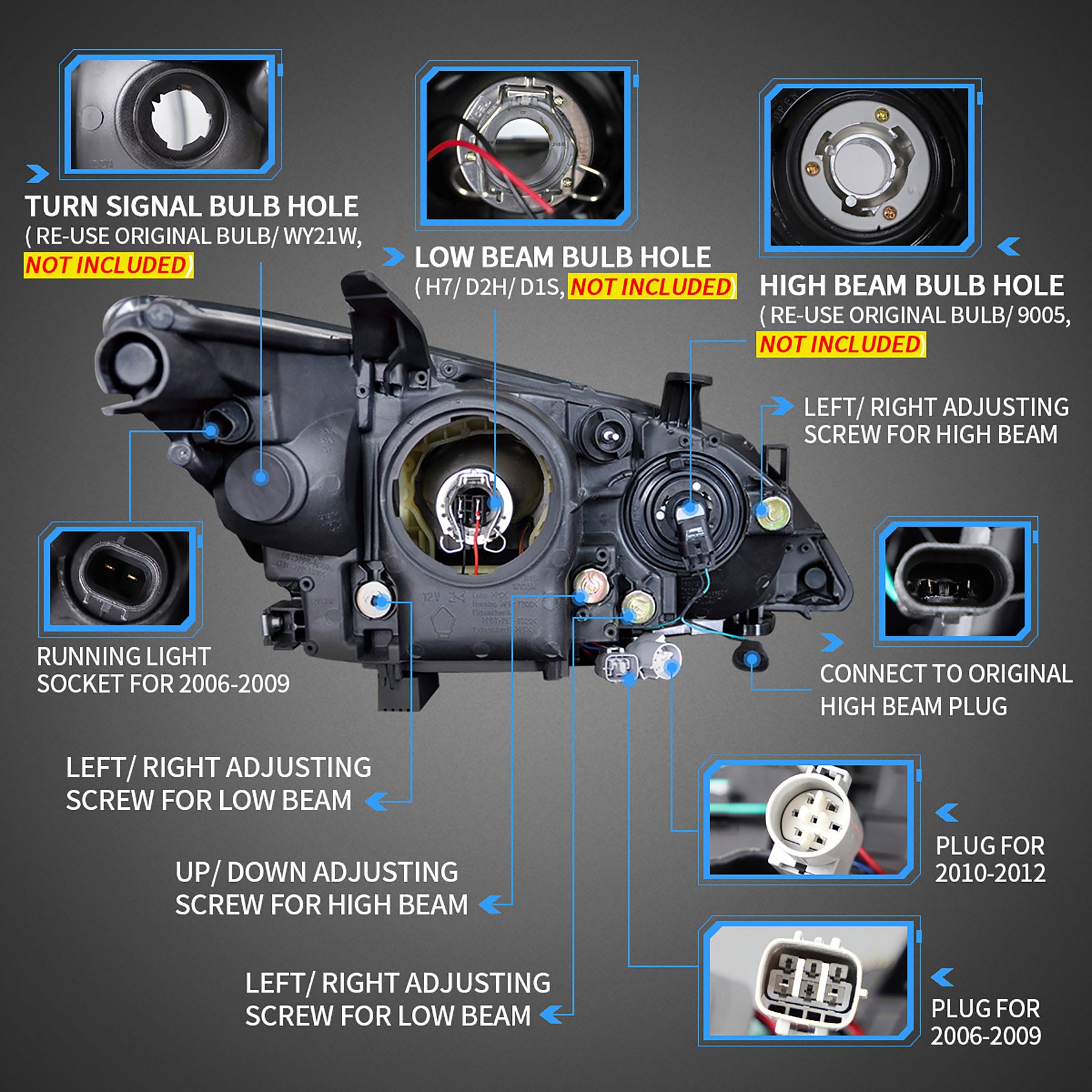 VLAND LED Headlights For 2010-2012 Lexus ES350 [XV40]