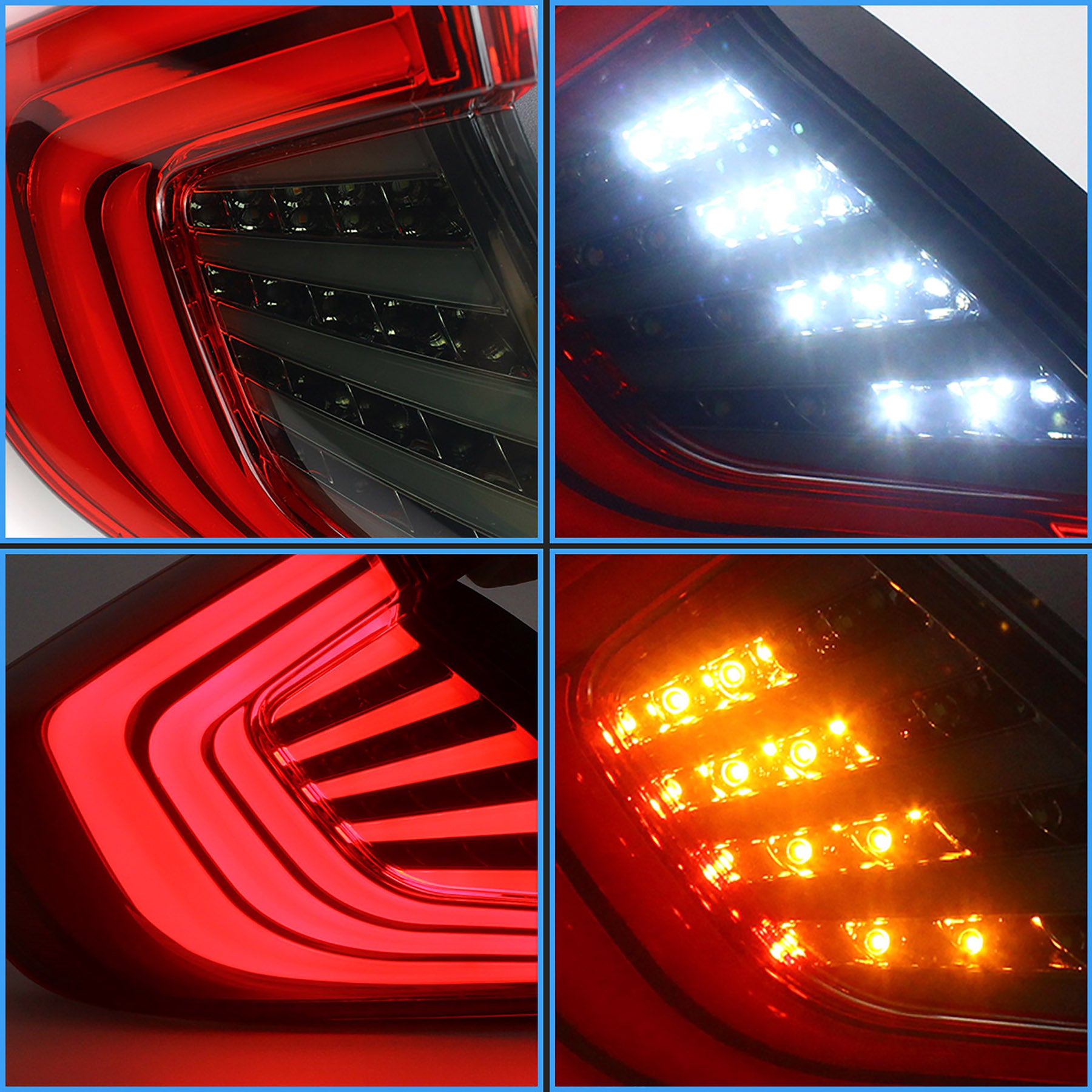 Luces traseras LED VLAND aptas para Honda Civic 10th Gen 2016-2019 montaje de lámparas traseras 4 Uds Plug-And-Play