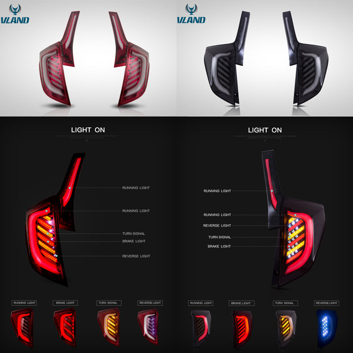 VLAND LED Rear Tail lights For Honda Fit / Jazz 3th Gen GK/GH/GP 2014-2020