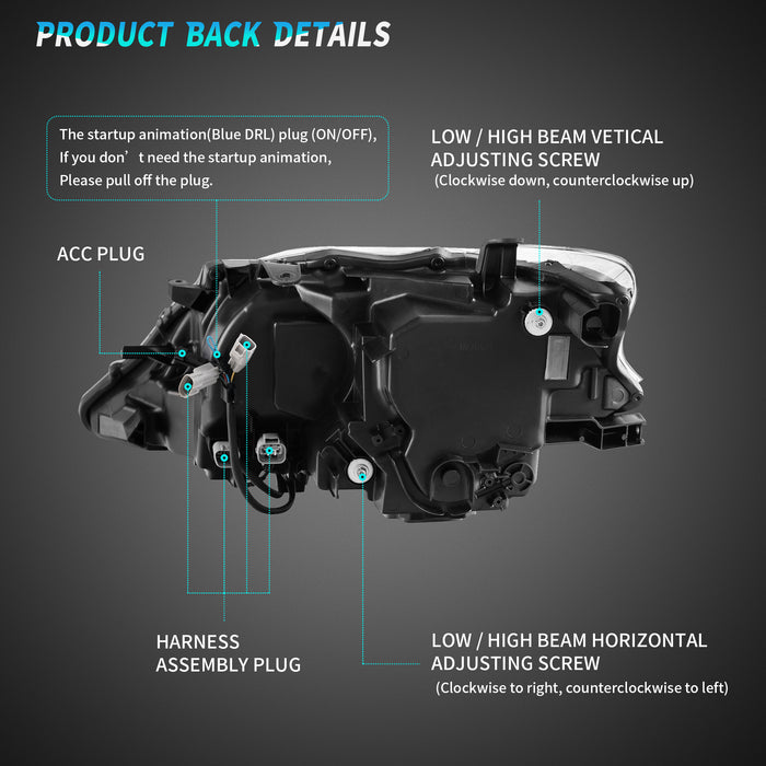 VLAND faros delanteros LED completos para Lexus RX 350 450H 2012-2015 montaje de luces delanteras del mercado de accesorios [se adapta a modelos HID/Xenon]