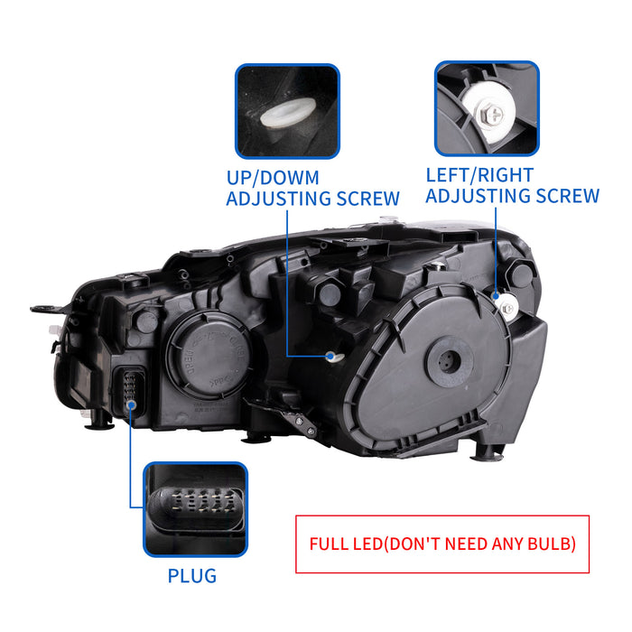 Faros delanteros de proyector LED VLAND para Volkswagen [VW] Golf Mk6 2008-2014 con intermitentes de indicador secuencial (estilo de diseño MK8)