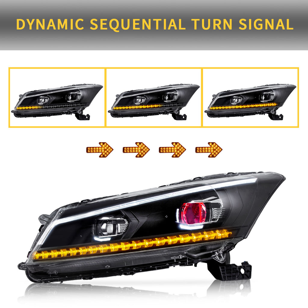 VLAND Phares LED pour Honda Accord Sedan 2008-2012 (pas pour coupé 2 portes)