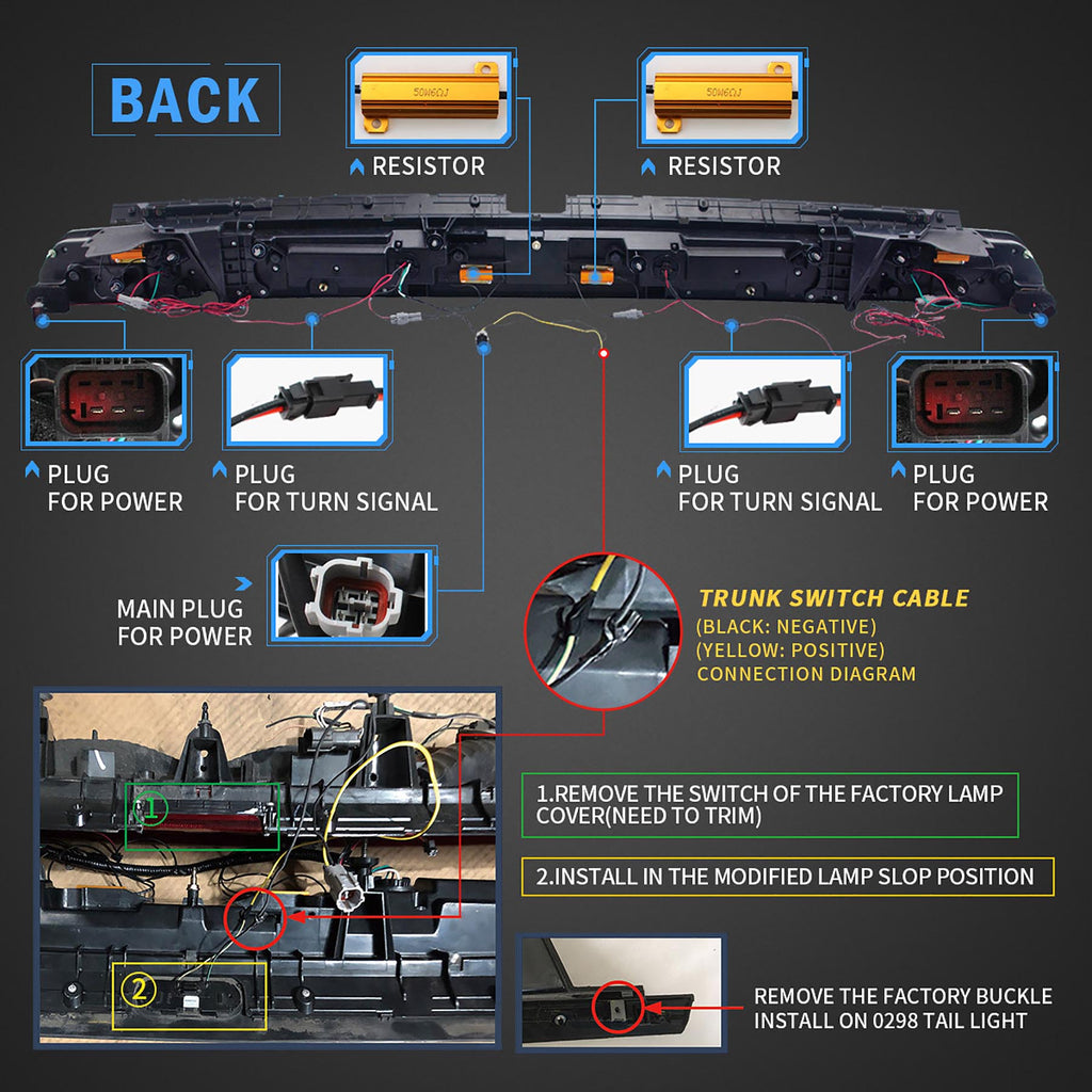 VLAND LED Taillights For 2008-2014 Dodge Challenger w/Amber Sequential Turn Signals