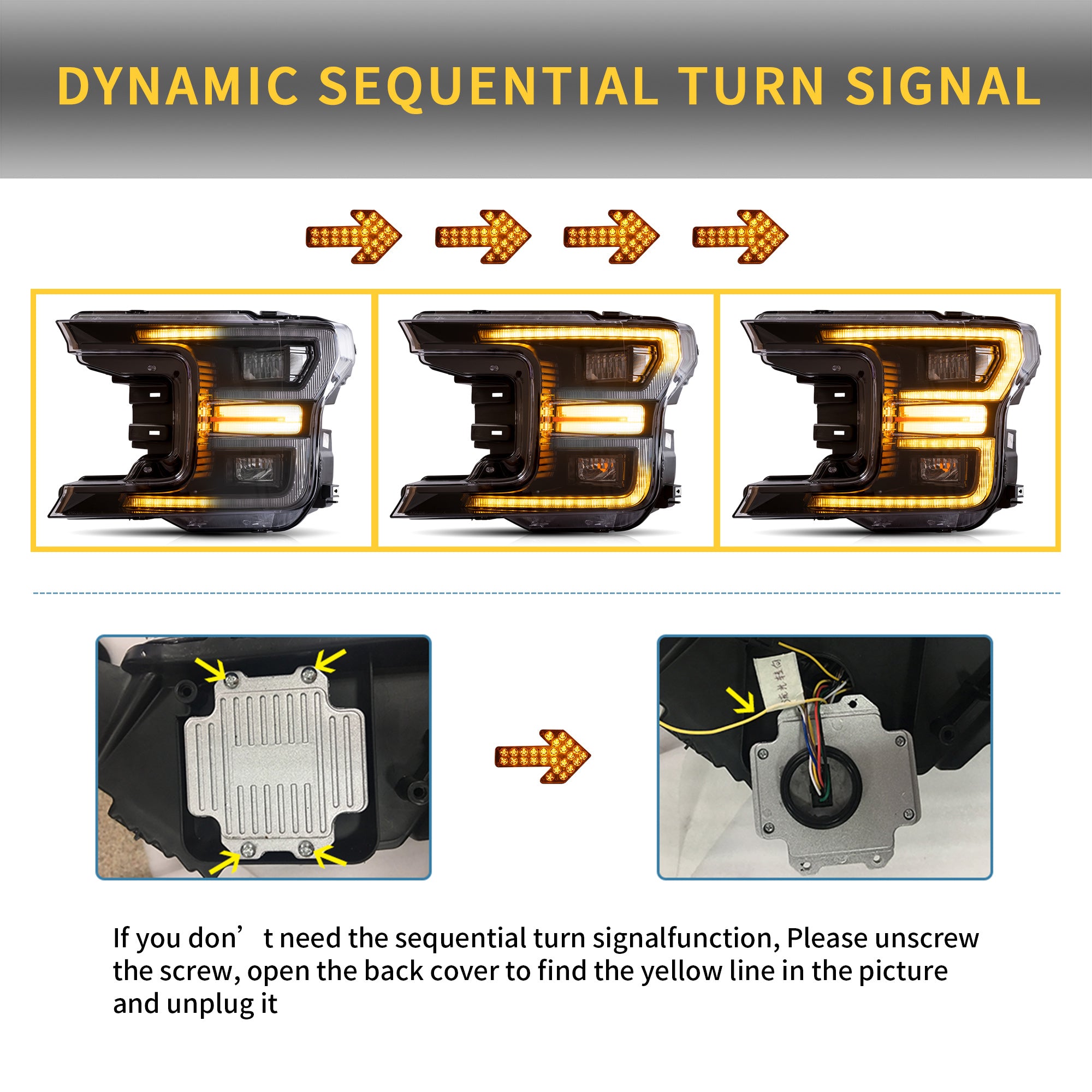 <<<t53>18>0>LAND  LED  HeadlighTs  For 2018-2020 Ford  F150 w/sequenTial Turn  signal