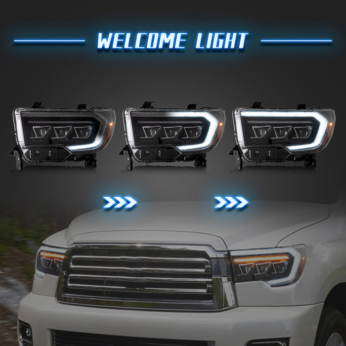 Faros delanteros LED VLAND para [2007-2013 Toyota Tundra] y [2008-2020 Toyota Sequoia] luces delanteras