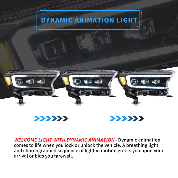 VLAND LED Projector Headlights For 2015-2021 Ford Ranger T6 [N/A North American version]