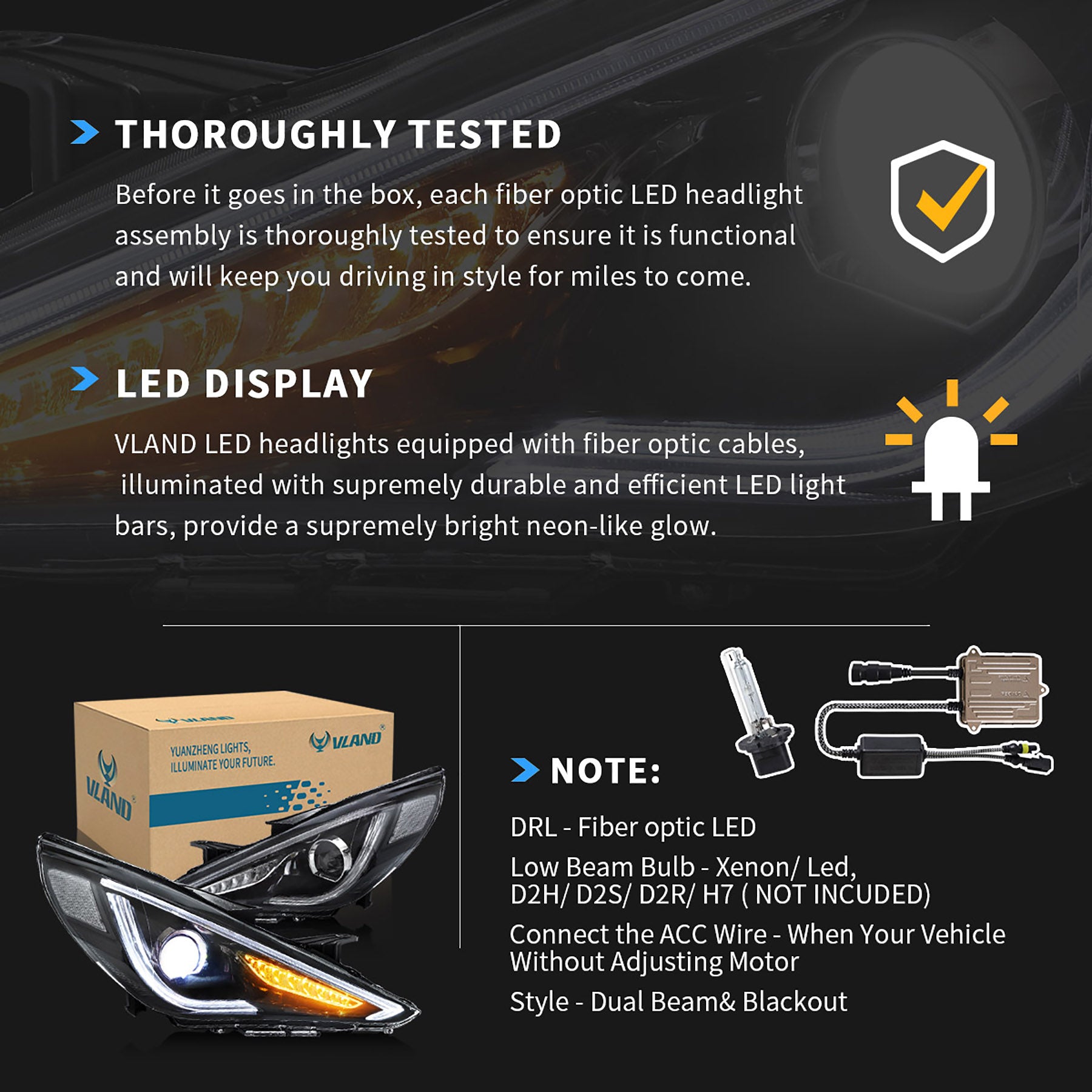 Faros delanteros LED VLAND para Hyundai Sonata 2011-2014 excepto modelos híbridos