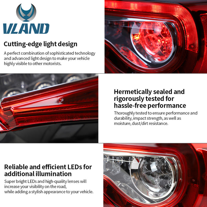 VLAND LED テールライトトヨタ 86 gt86/スバル brz/サイオン frs 2012-2020 リアランプアセンブリ