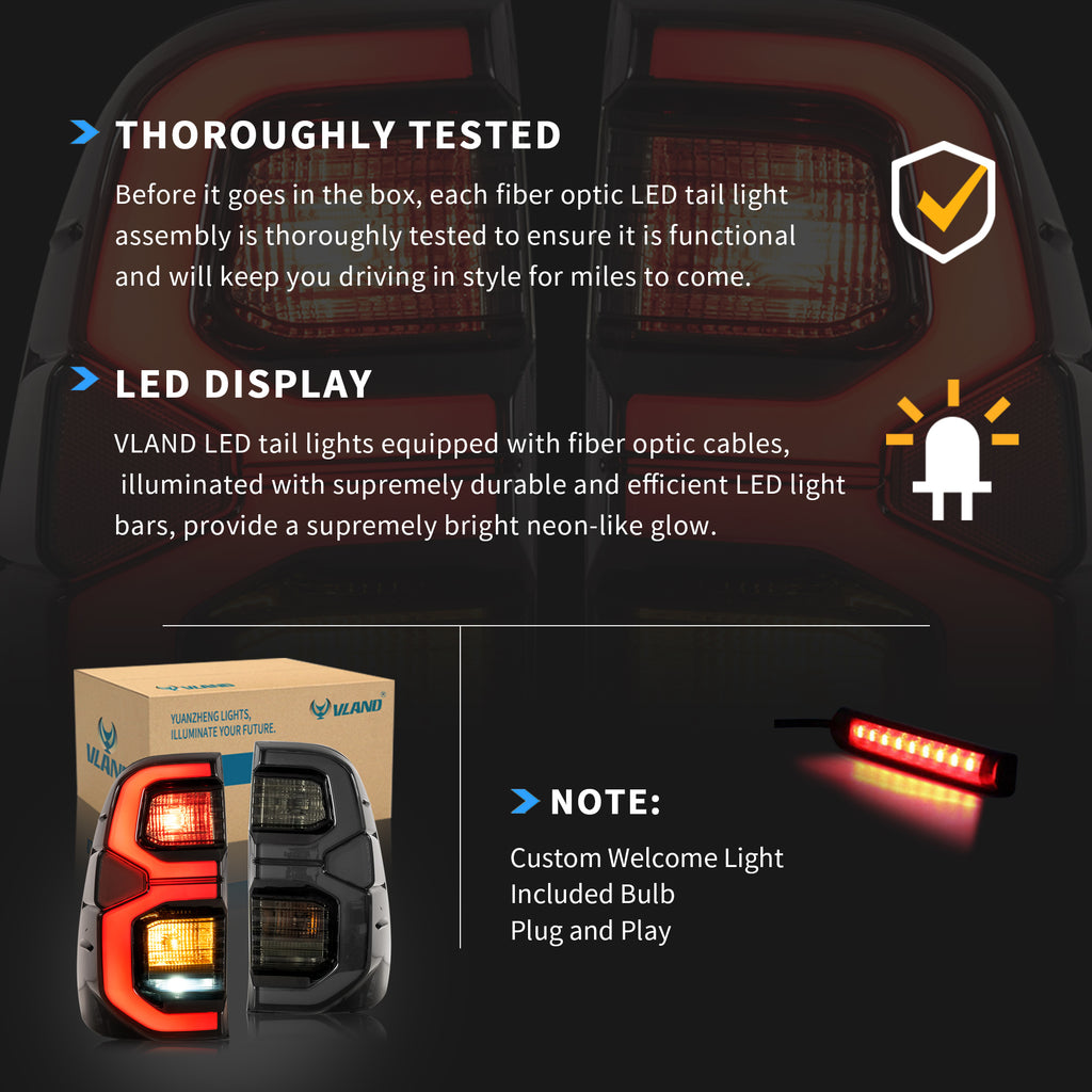 Luces traseras LED VLAND para Toyota Hilux 2015-2020, lámparas traseras