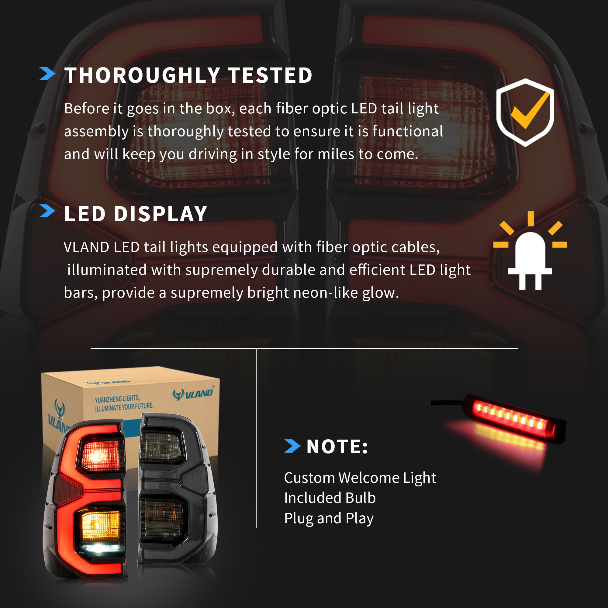 VLAND LED Tail Lights For Toyota Hilux 2015-2020 Rear Lamps